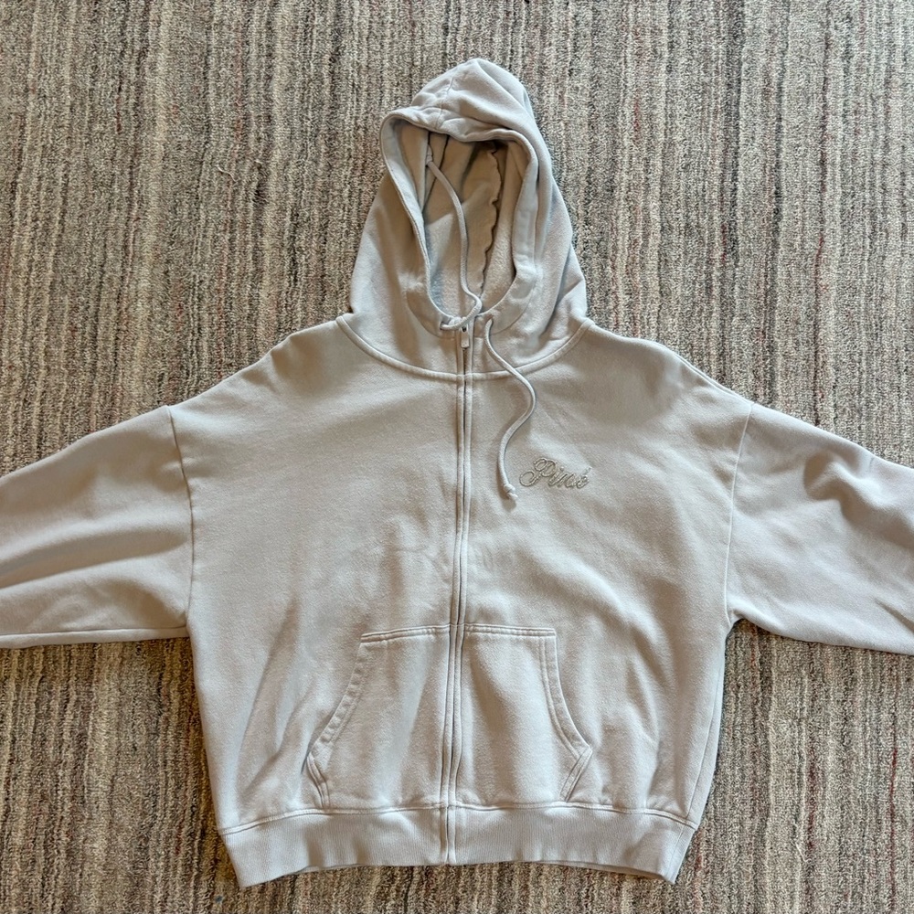 Light blue PINK zip up hoodie